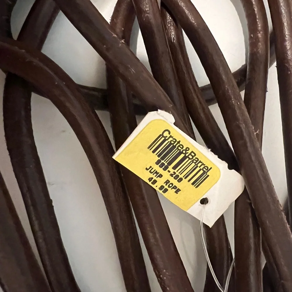 Crate & Barrel Leather / Wood Jump Rope. Like New. Small line on a handle.